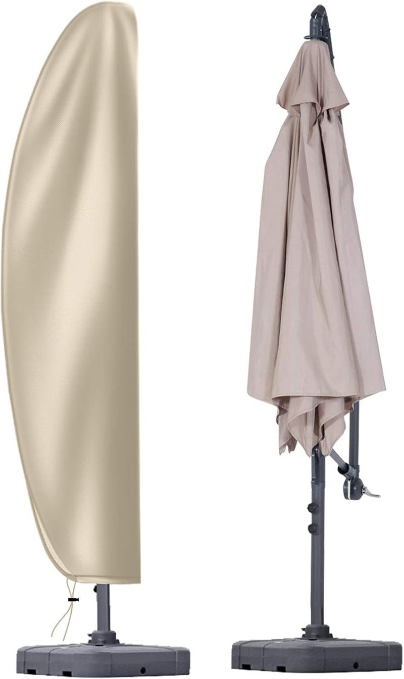 OKPOW Patio Cantilever Umbrella Covers for Outdoor: Waterproof Offset Umbrella Cover Banana Style with Zipper fits 9FT to 14FT, Khaki - Image 1